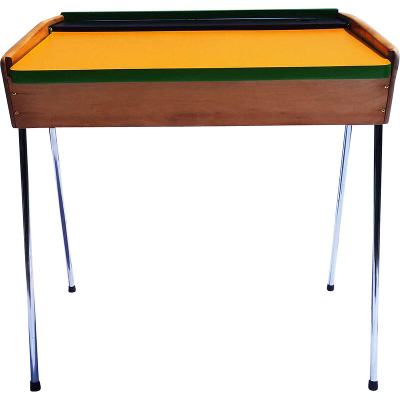 Vintage school desk with orange top