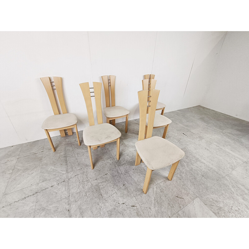 Ensemble de 6 chaises vintage en bois, 1990