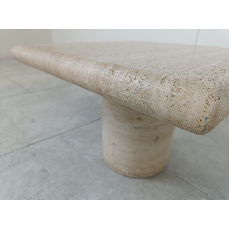 Vintage travertine side table by Angelo Mangiarotti for Up and Up, Italy 1970