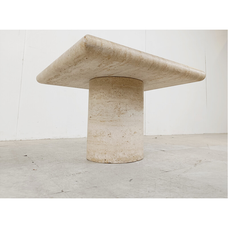 Vintage travertine side table by Angelo Mangiarotti for Up and Up, Italy 1970