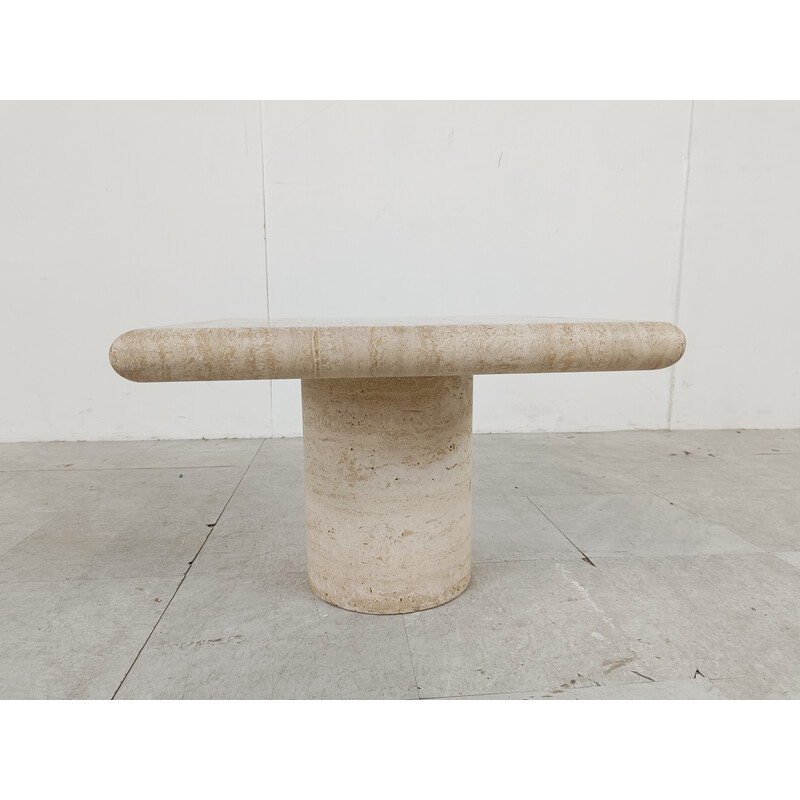 Vintage travertine side table by Angelo Mangiarotti for Up and Up, Italy 1970