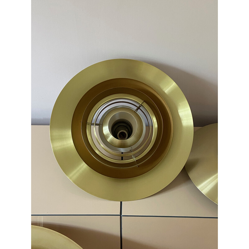 Vintage brass pendant lamp P376 by Preben Fabricius and Jørgen Kastholm for Nordisk Solar, Denmark 1964