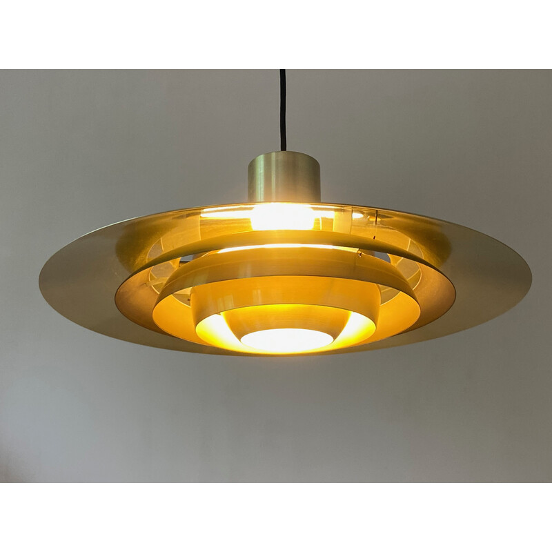 Vintage brass pendant lamp P376 by Preben Fabricius and Jørgen Kastholm for Nordisk Solar, Denmark 1964