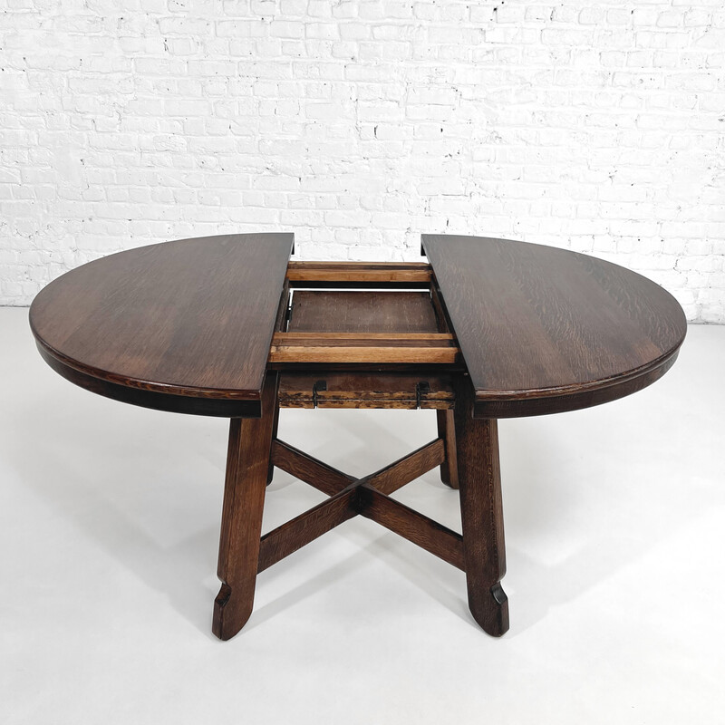 Vintage runder und ausziehbarer Tisch aus Eiche, 1950