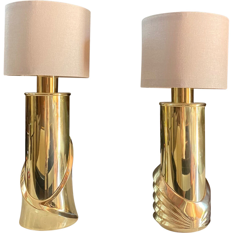Vintage brass desk lamps by Luciano Frigerio, Italy 1970