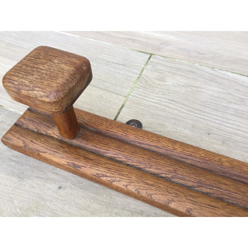 Vintage oakwood wall coat rack, 1930