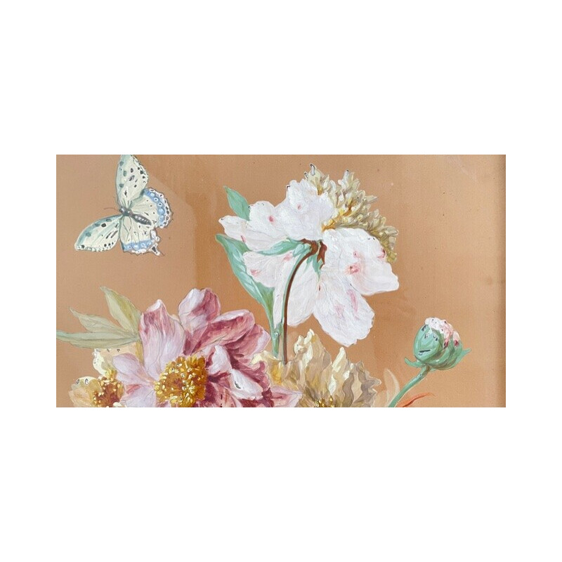 Gouache su carta vintage Bouquet di peonie