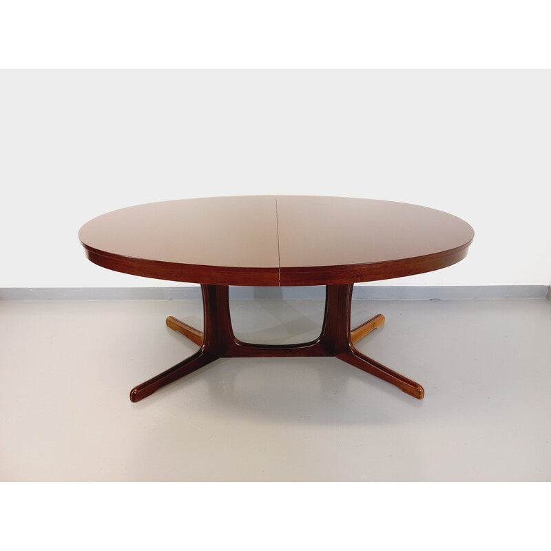 Vintage elm wood oval table with extensions, 1960-1970