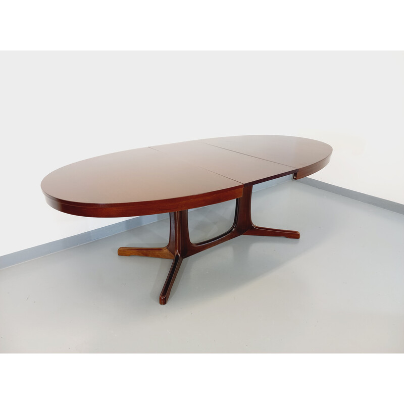 Vintage iepenhouten ovale tafel met verlengstukken, 1960-1970