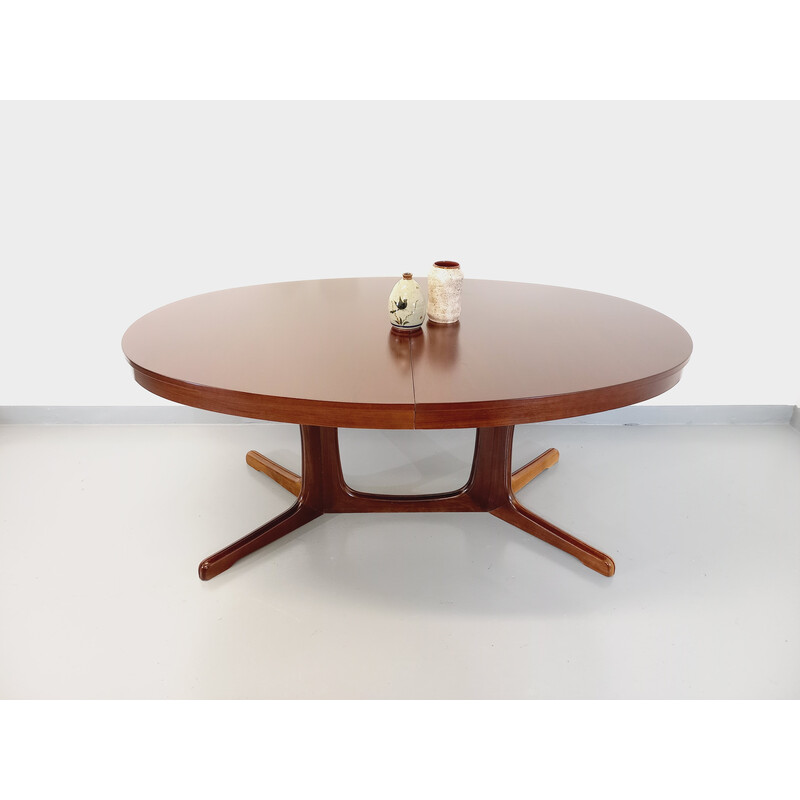 Vintage elm wood oval table with extensions, 1960-1970