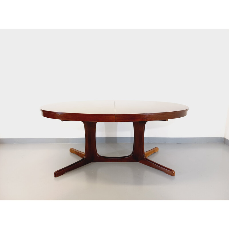 Vintage elm wood oval table with extensions, 1960-1970