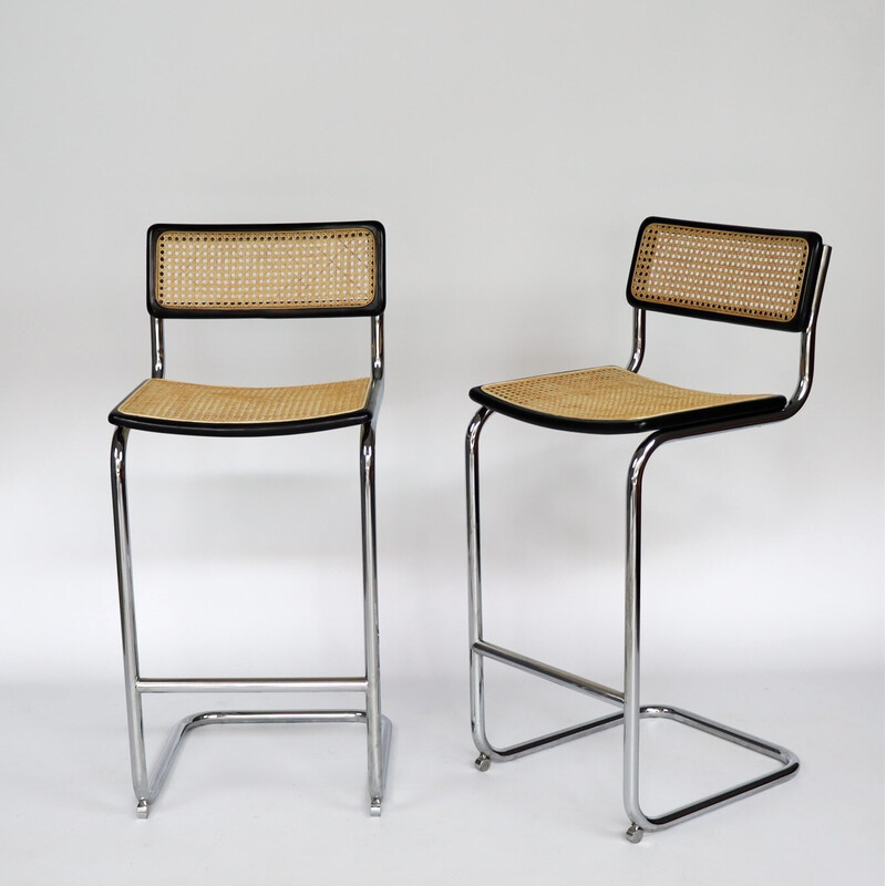 Paar Vintage-Barhocker S32 von Marcel Breuer, 1980