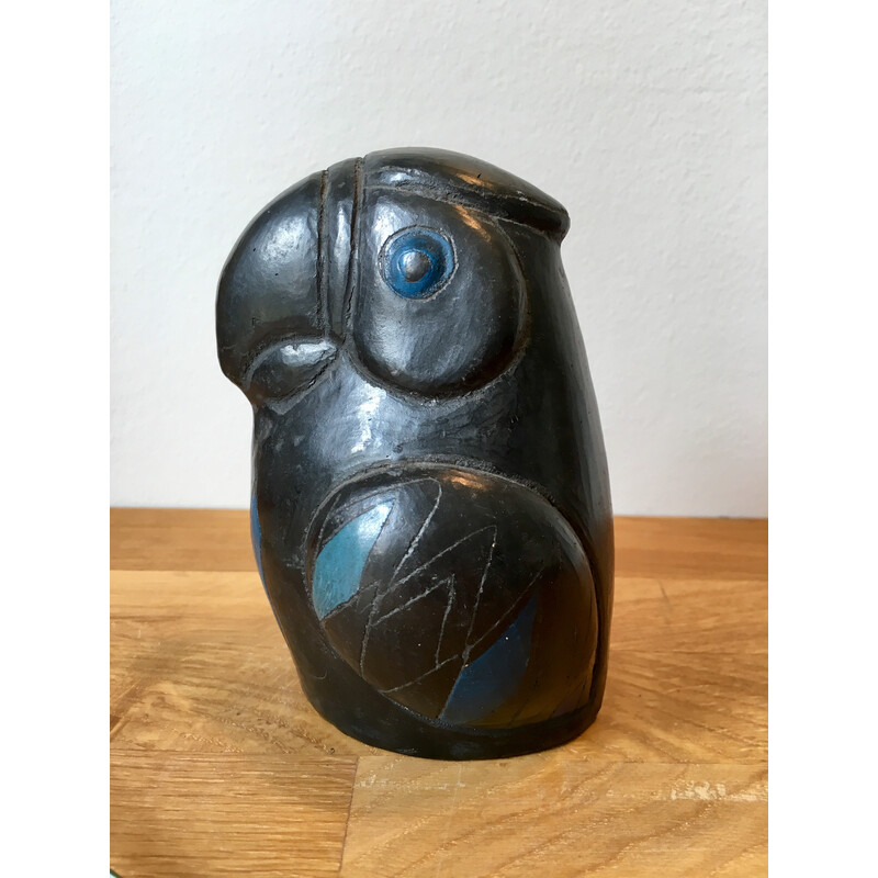 Vintage exotic bird in handcrafted ceramic