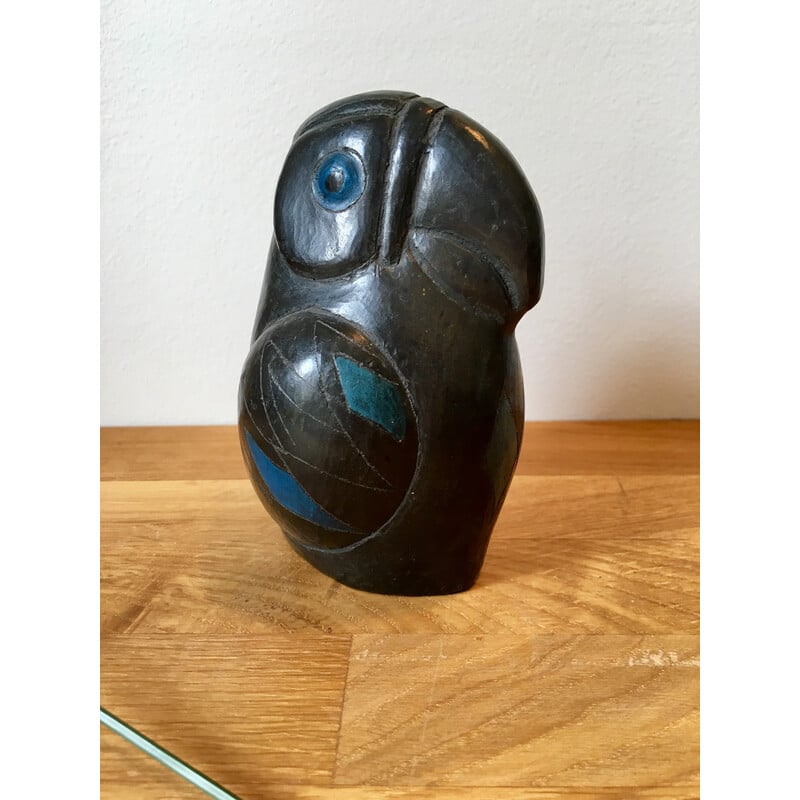 Vintage exotic bird in handcrafted ceramic