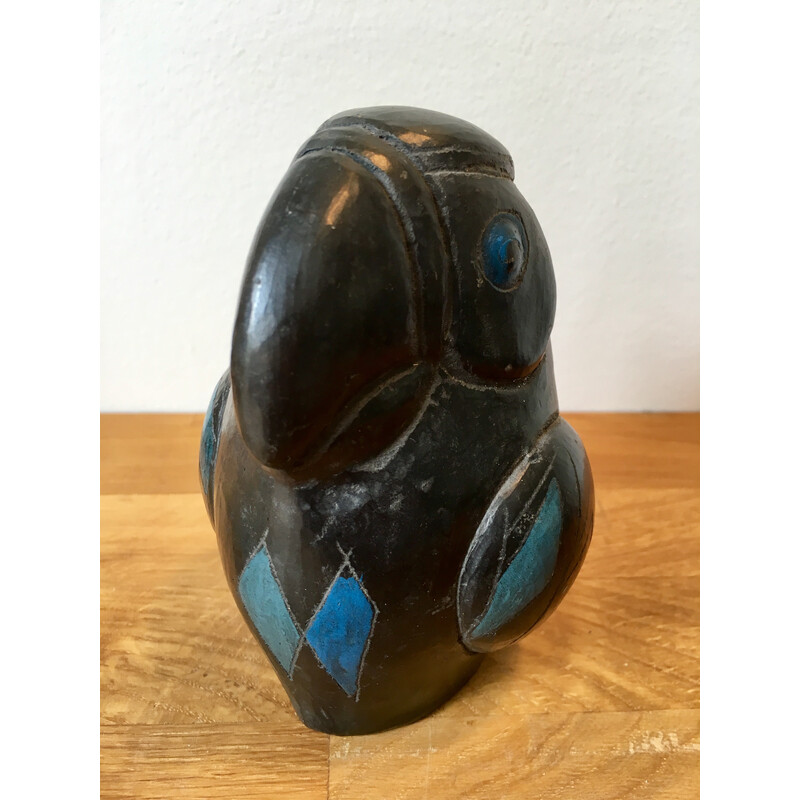 Vintage exotic bird in handcrafted ceramic
