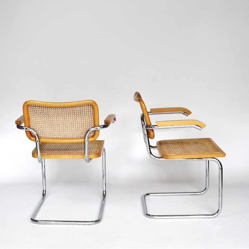 Pareja de sillas vintage B64 de Marcel Breuer, Italia 1980