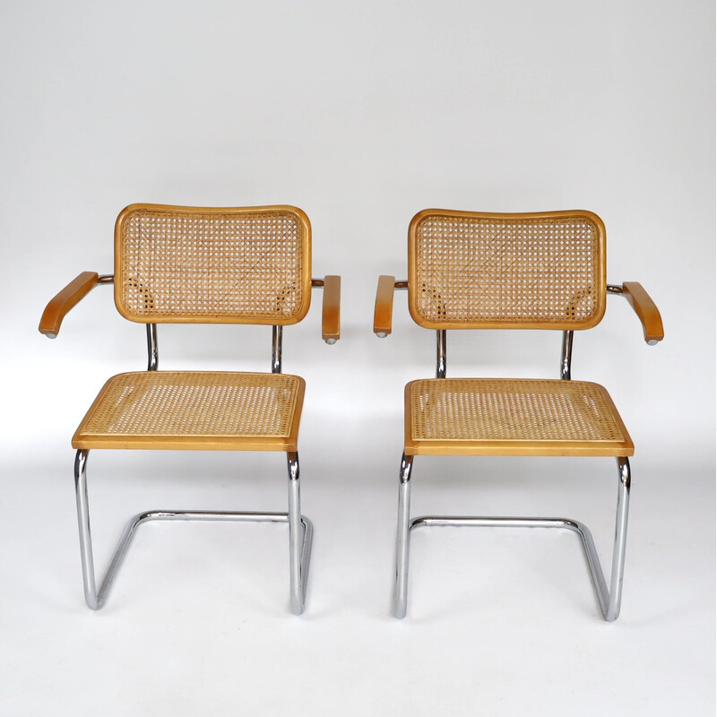 Coppia di sedie vintage B64 di Marcel Breuer, Italia 1980