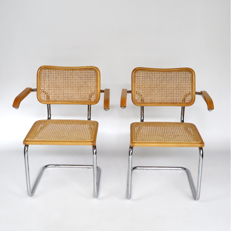 Pair of vintage B64 chairs by Marcel Breuer, Italy 1980