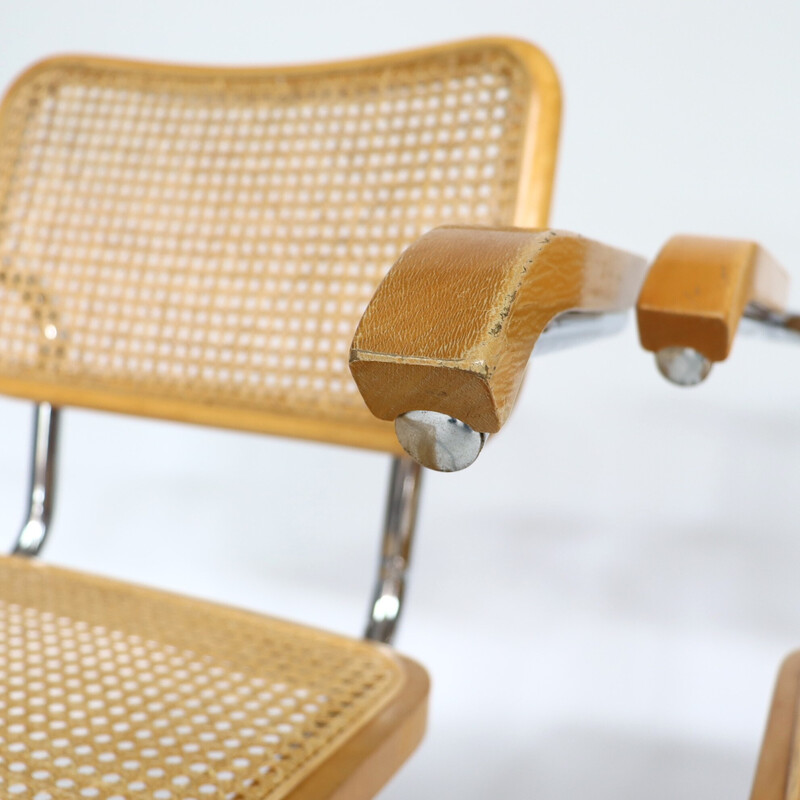 Pair of vintage B64 chairs by Marcel Breuer, Italy 1980