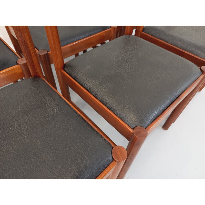Conjunto de 6 cadeiras escandinavas vintage em teca e skai, 1960