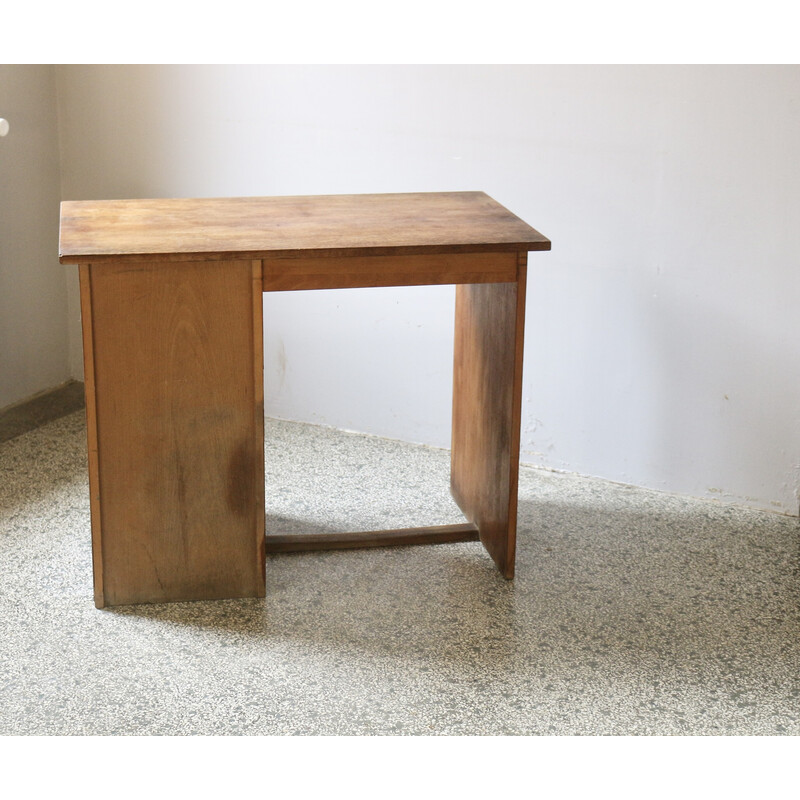 Vintage oakwood desk with sliding curtain, 1950