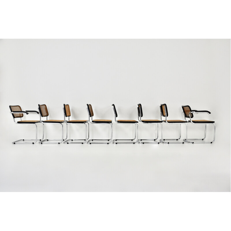 Ensemble de 8 chaises vintage en bois et métal par Marcel Breuer