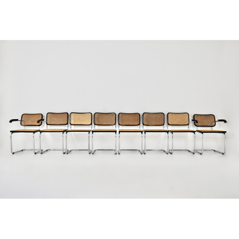 Set di 8 sedie vintage in legno e metallo di Marcel Breuer