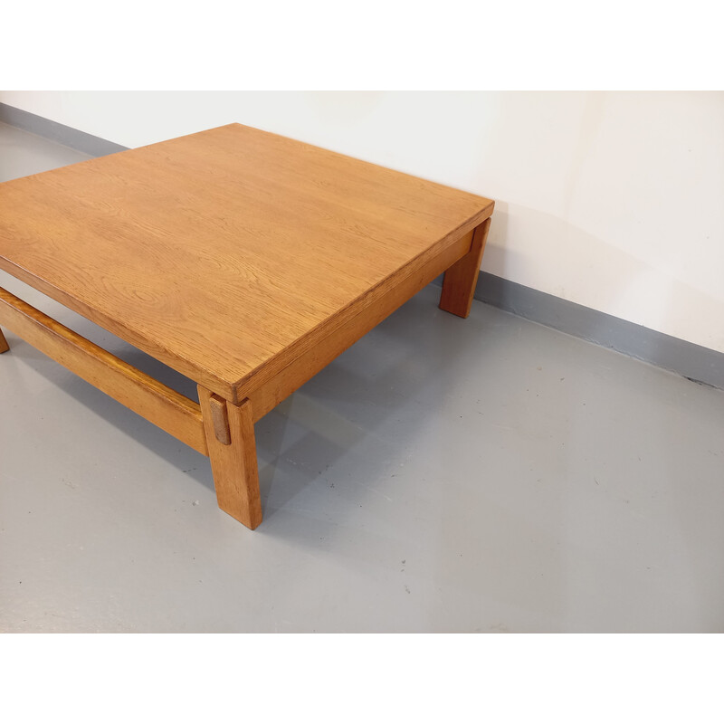 Table basse vintage en bois de chêne massif, 1960-1970