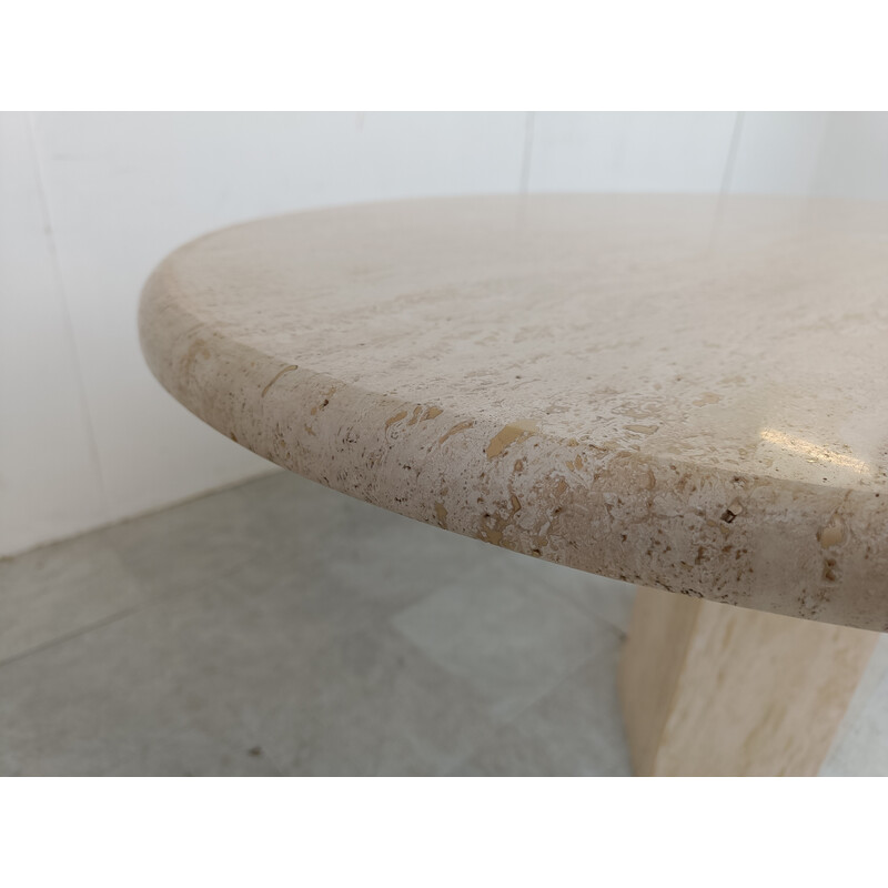 Vintage oval travertine dining table, Italy 1970