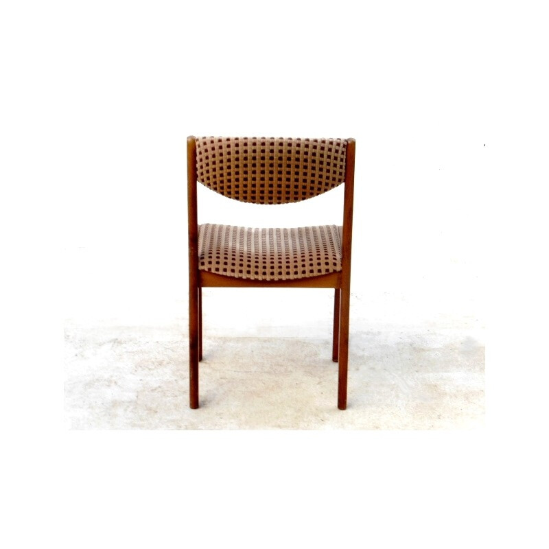 Set of 8 Scadinavian teak chairs with patterns - 1960s