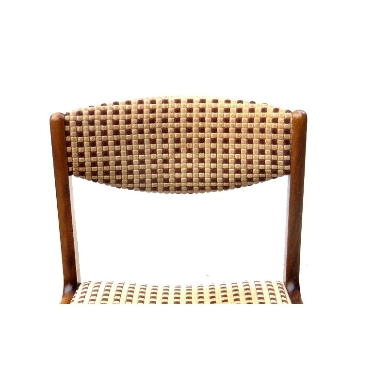 Set of 8 Scadinavian teak chairs with patterns - 1960s