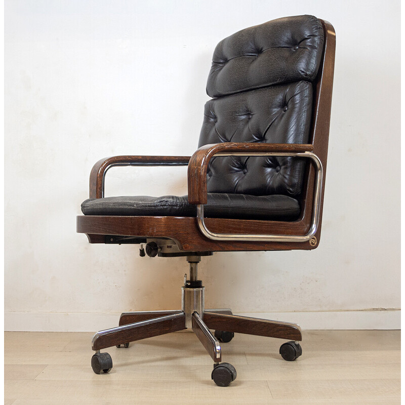 Drehbarer Sessel aus Palisanderholz und Leder von Ag Barcelona, Spanien 1960er Jahre