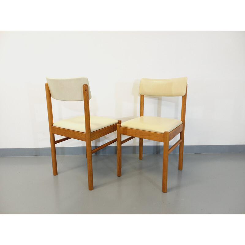 Pair of vintage Baumann chairs in wood and skai, 1970