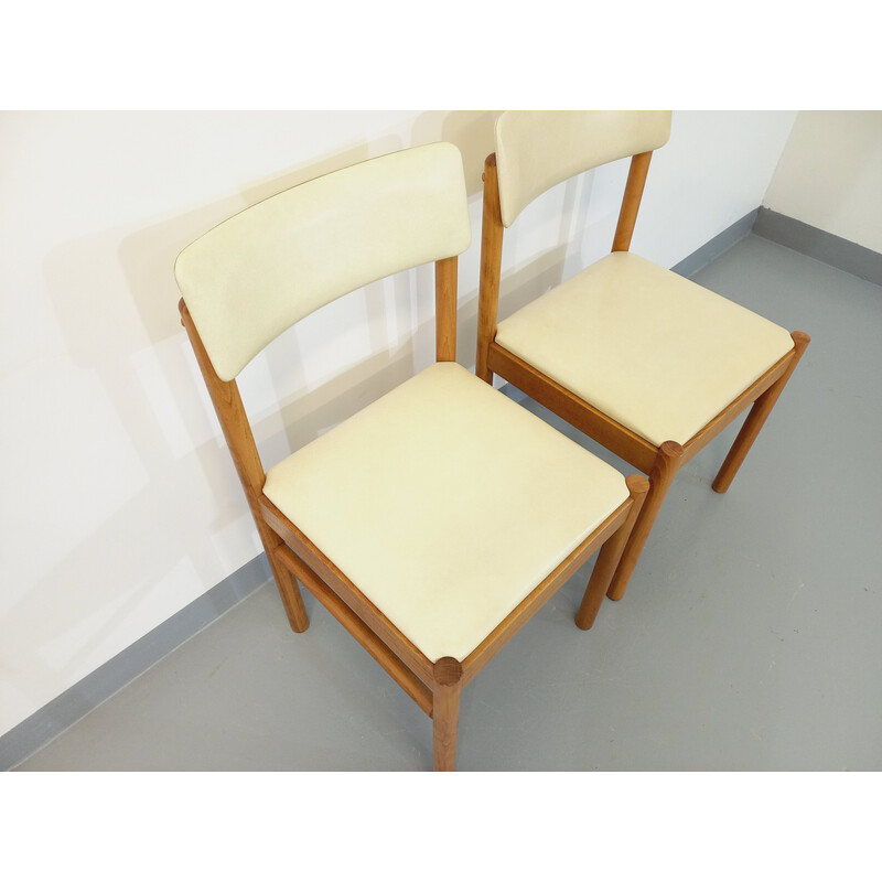 Pair of vintage Baumann chairs in wood and skai, 1970