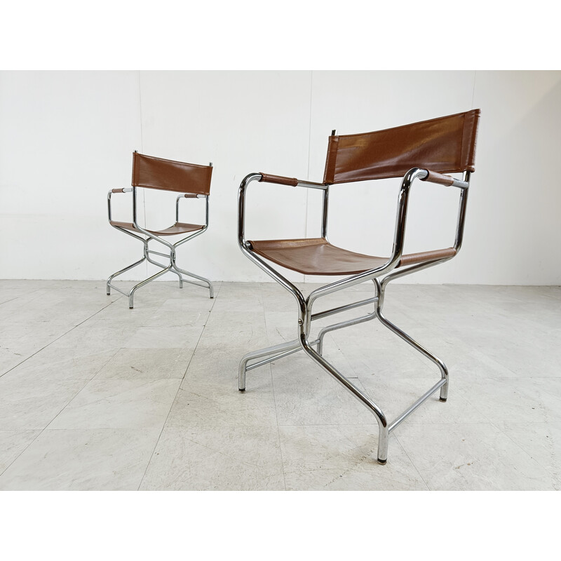 Paire de chaises pliantes vintage modèle Figaro en cuir par Ikea, 1970