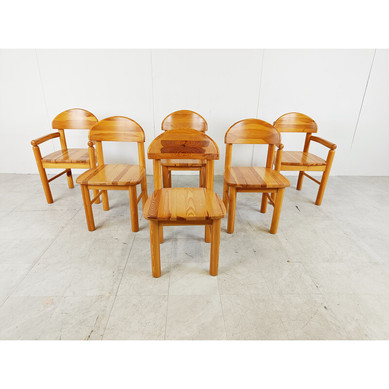 Set of 6 vintage pine chairs by Rainer Daumiller for Hirtshals Savvaerk, Denmark 1980