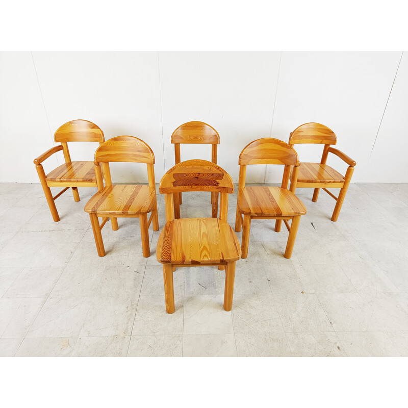 Set of 6 vintage pine chairs by Rainer Daumiller for Hirtshals Savvaerk, Denmark 1980