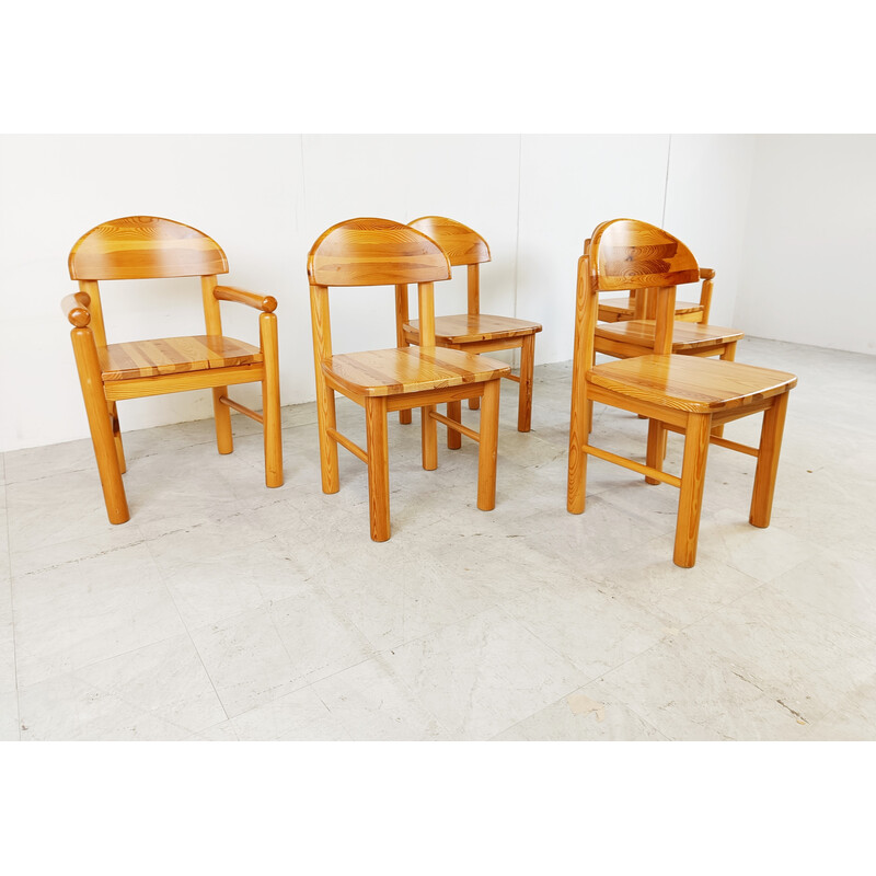 Set of 6 vintage pine chairs by Rainer Daumiller for Hirtshals Savvaerk, Denmark 1980