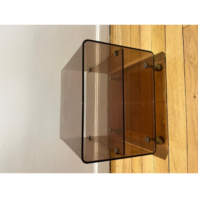 Vintage Plexiglas side table on wheels by Michel Dumas for Roche Bobois, 1970