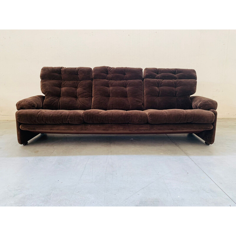 Vintage brown corduroy living room set by Coronado and Tobia Scarpa for B and B, Italy 1970