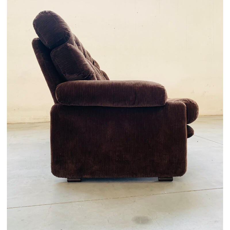 Conjunto de sala de estar em veludo cotelê castanho vintage de Coronado e Tobia Scarpa para B e B, Itália 1970