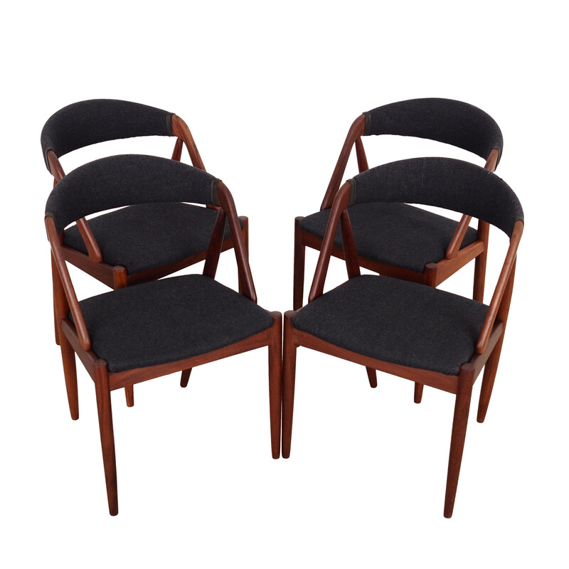 Set of 4 vintage teak Danish chairs by Kai Kristiansen, 1970s