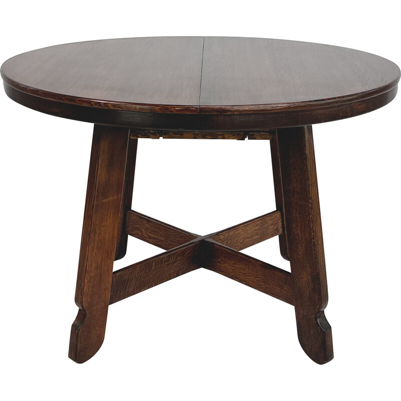 Vintage round and extendable oakwood table, 1950