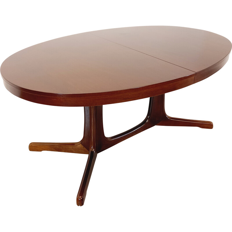 Vintage iepenhouten ovale tafel met verlengstukken, 1960-1970