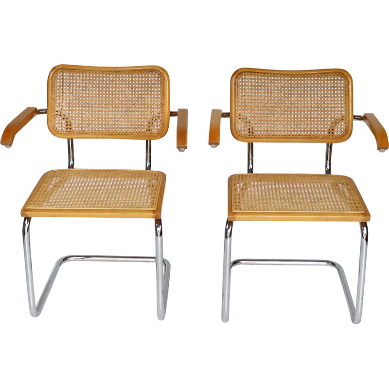 Paar vintage B64 stoelen van Marcel Breuer, Italië 1980