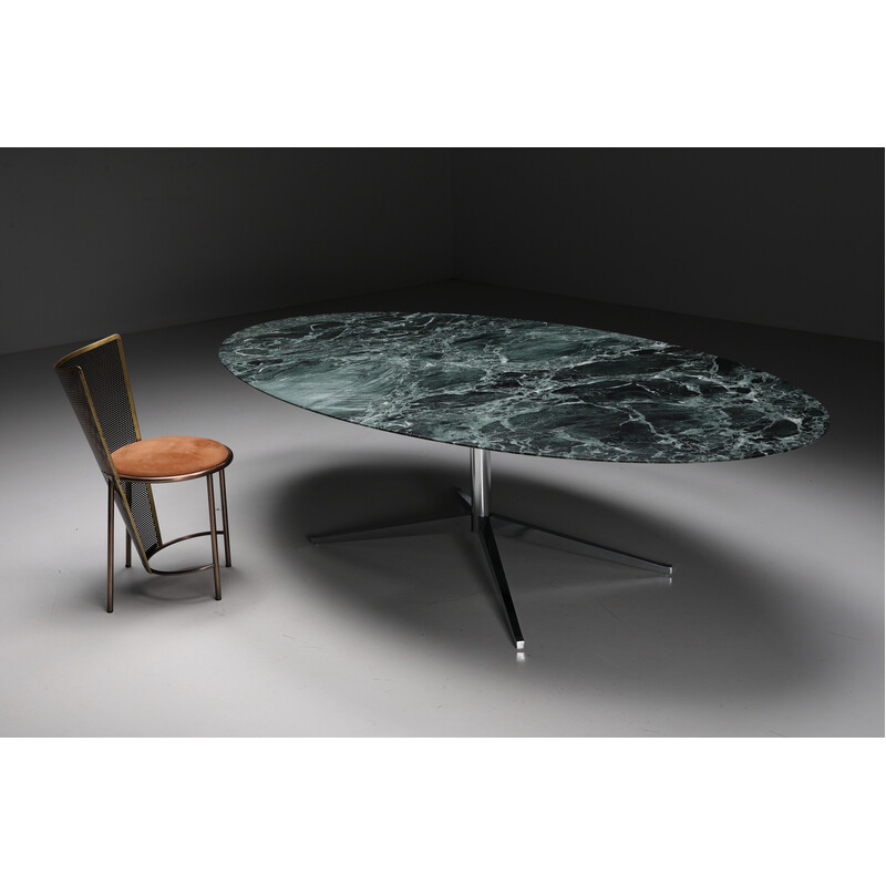 Mesa de jantar oval em mármore vintage de Florence Knoll, 1960