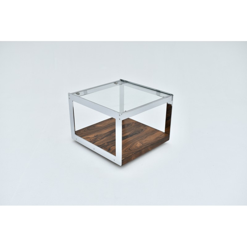 Vintage rosewood and chrome side table by Richard Young for Merrow Associates, 1970