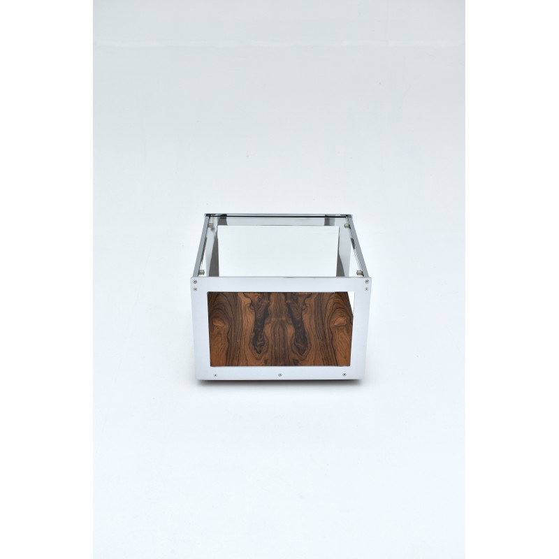 Vintage rosewood and chrome side table by Richard Young for Merrow Associates, 1970