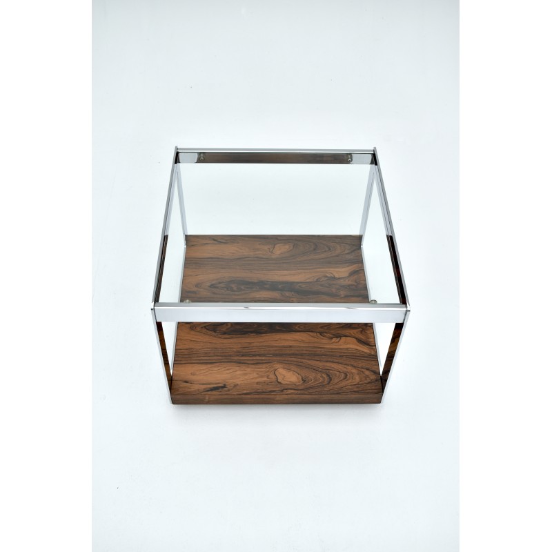 Vintage rosewood and chrome side table by Richard Young for Merrow Associates, 1970