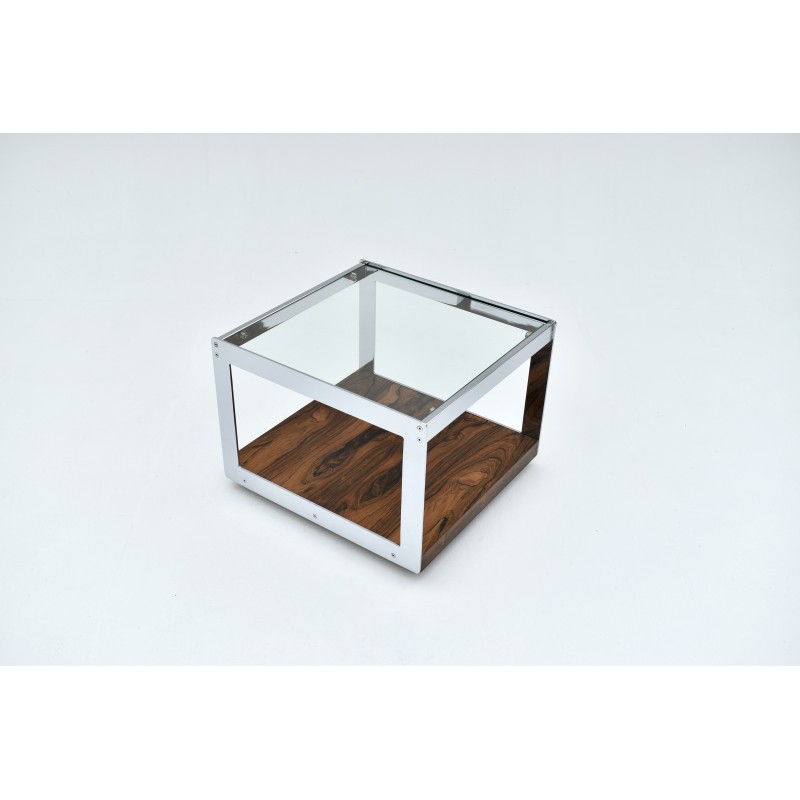 Vintage rosewood and chrome side table by Richard Young for Merrow Associates, 1970